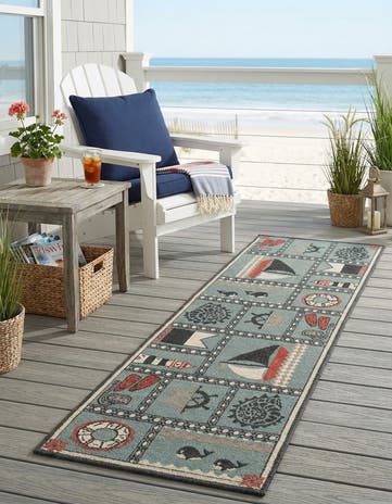 2' x 6' Easy-Clean Coastal Indoor / Outdoor Runner Rug