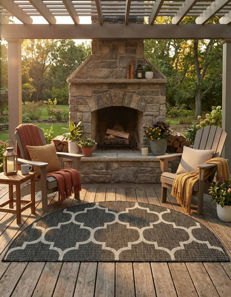 Detail image of  2' 7 x 4'  Washable Lattice Indoor / Outdoor Hearth Rug
