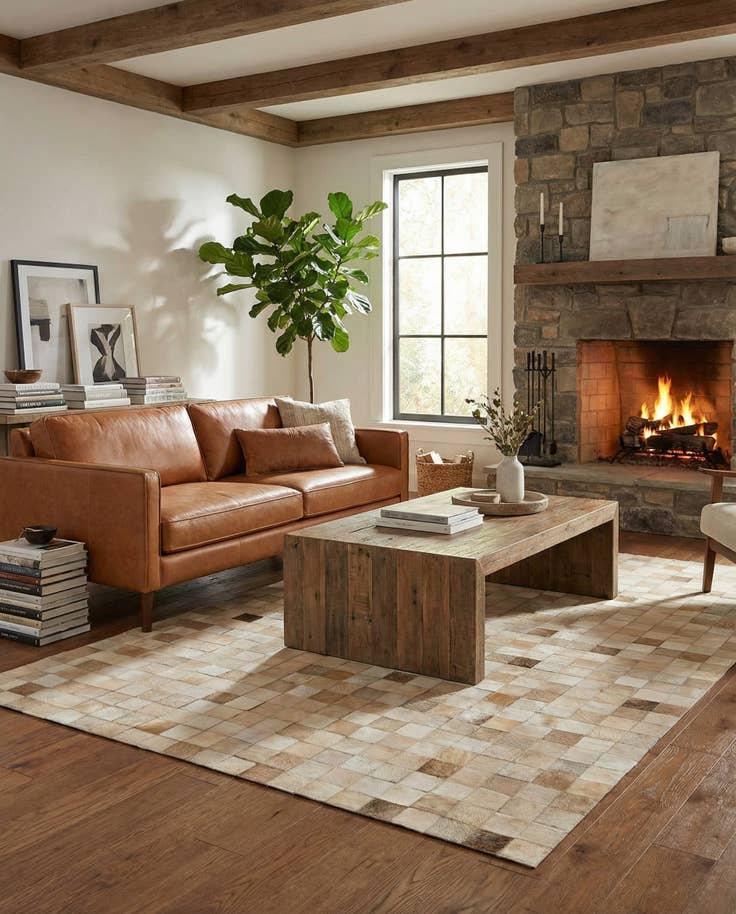 Detail image of 4' 11 x 7' 10 Cowhide Stocks Rug