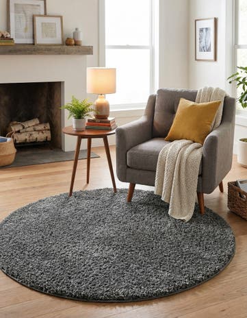 4' x 4' Soft Solid Shag Round Rug