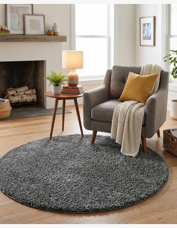 4' x 4' Soft Solid Shag Round Rug