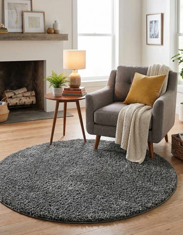4' x 4' Soft Solid Shag Round Rug