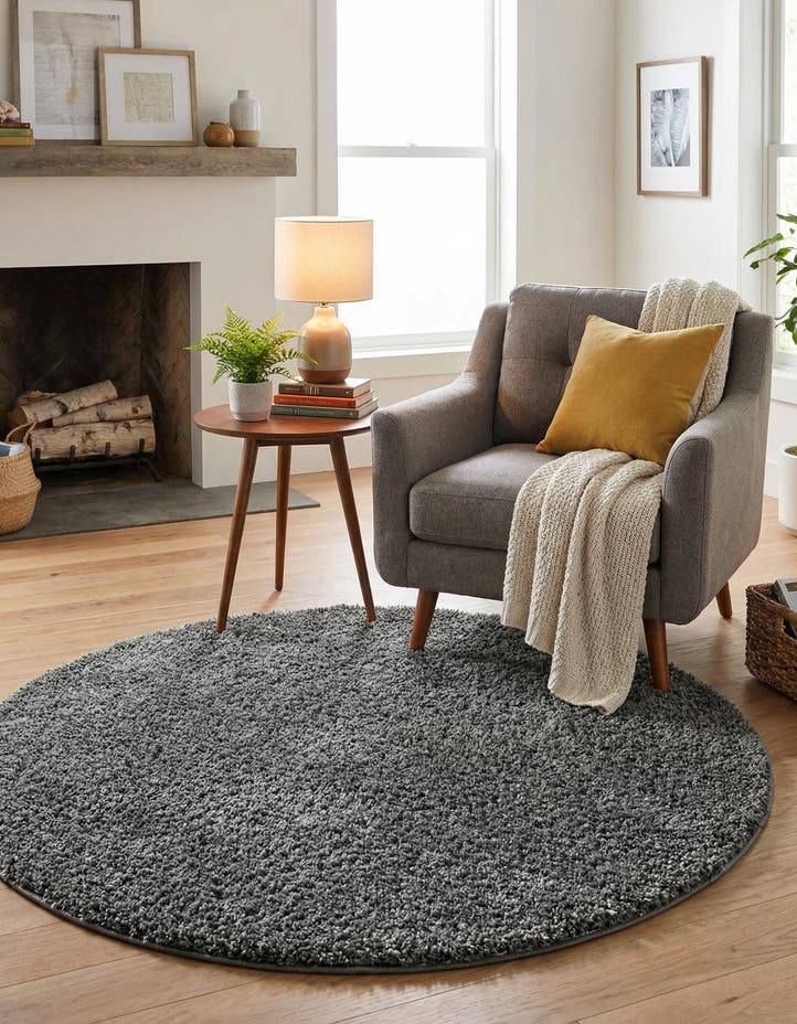 4' x 4' Soft Solid Shag Round Rug