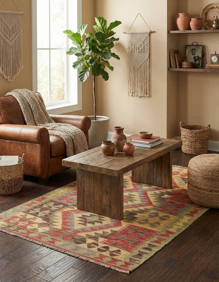 Detail image of 3' 3 x 5'  Hand Woven Kilim Maymana Wool Rug