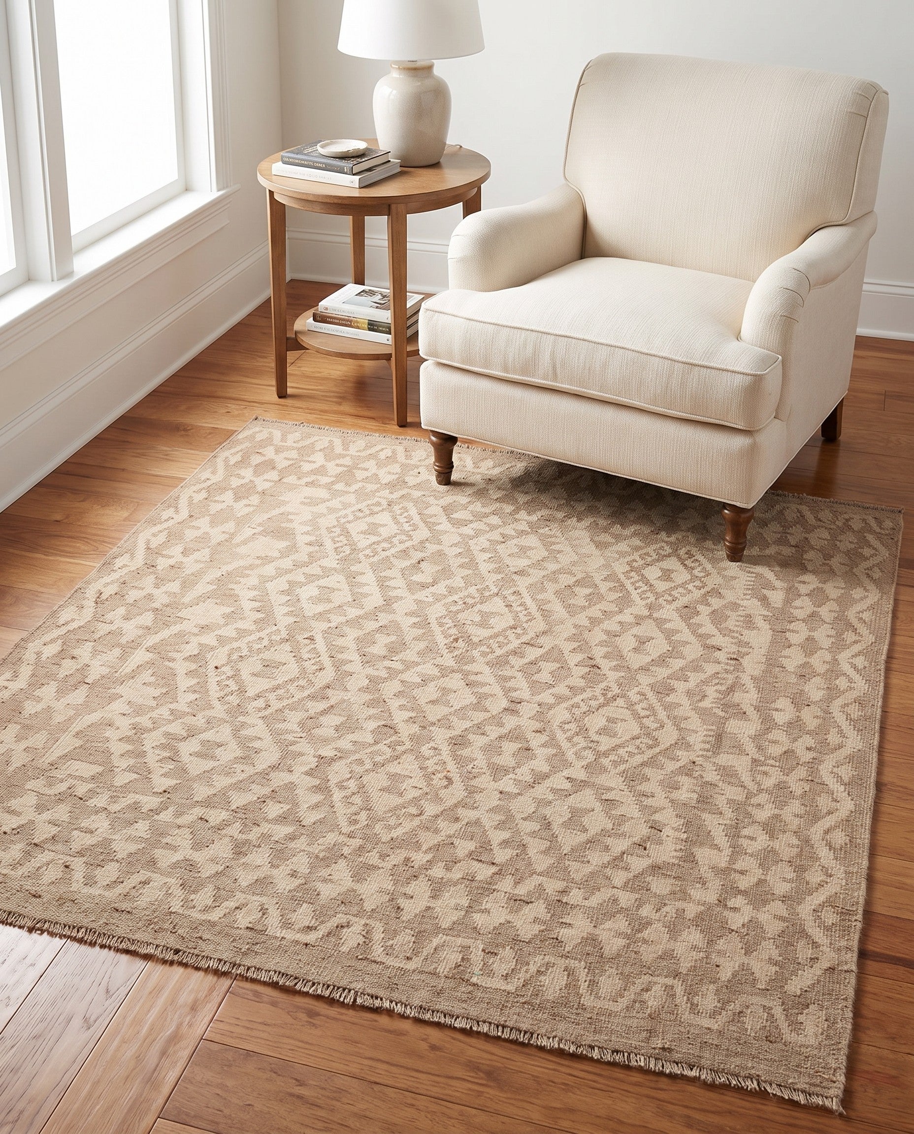 5' 2 x 5' 3 Hand Woven Kilim Maymana Wool Square Rug