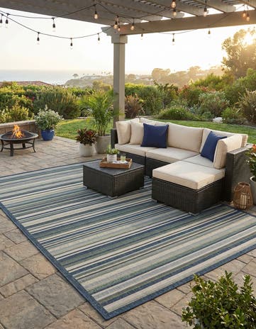 Blue Easy-Clean Baja Indoor / Outdoor Rug