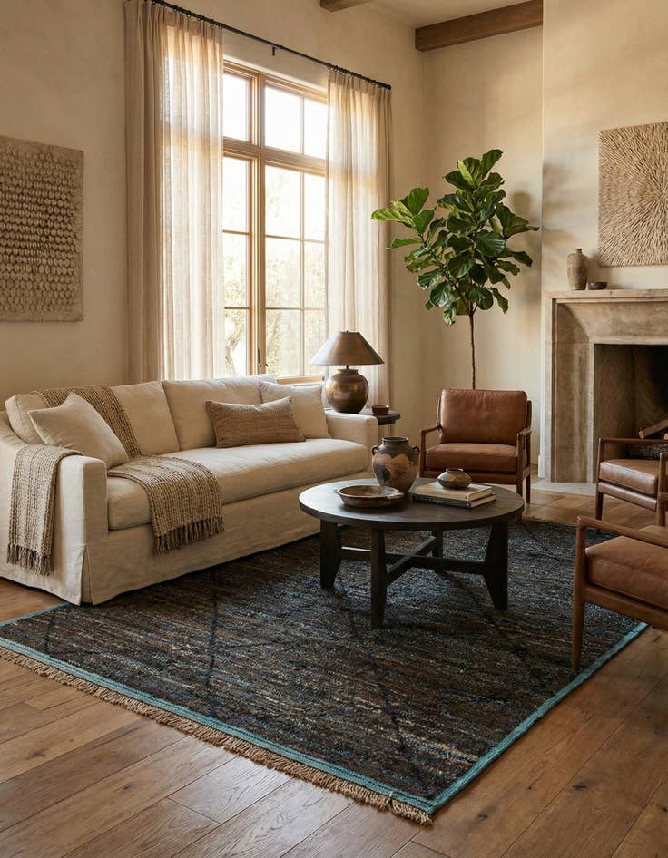 Detail image of 6' 2 x 9' 2  Hand Knotted Moroccan Wool Rug