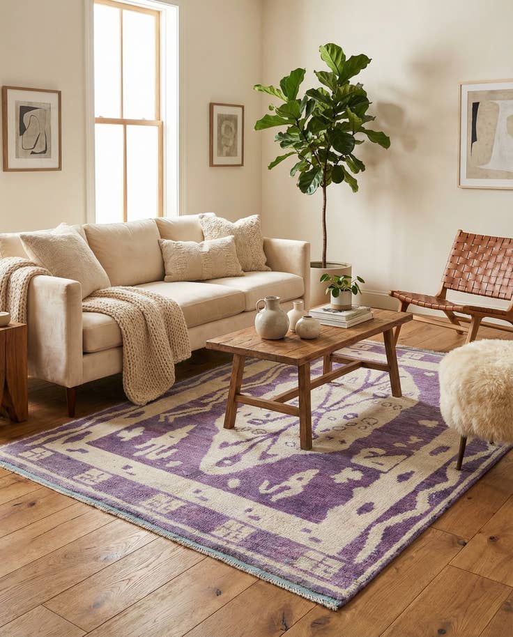 Detail image of 5' 10 x 9' 5 Hand Knotted Moroccan Wool Rug