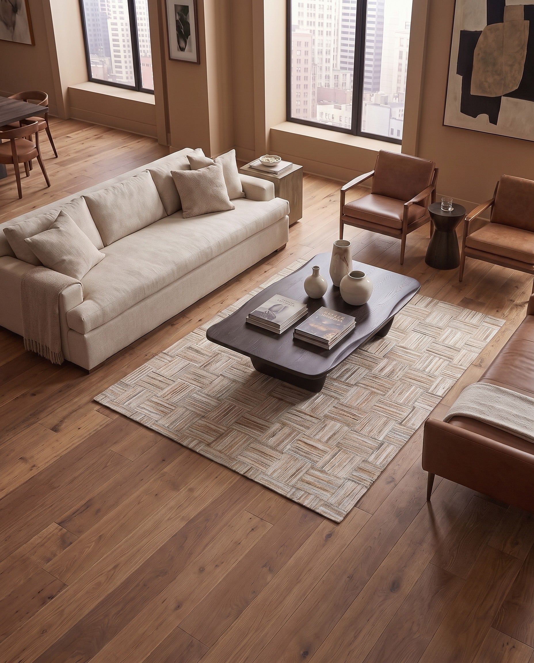 5' x 7' 8 Cowhide Leather Rug