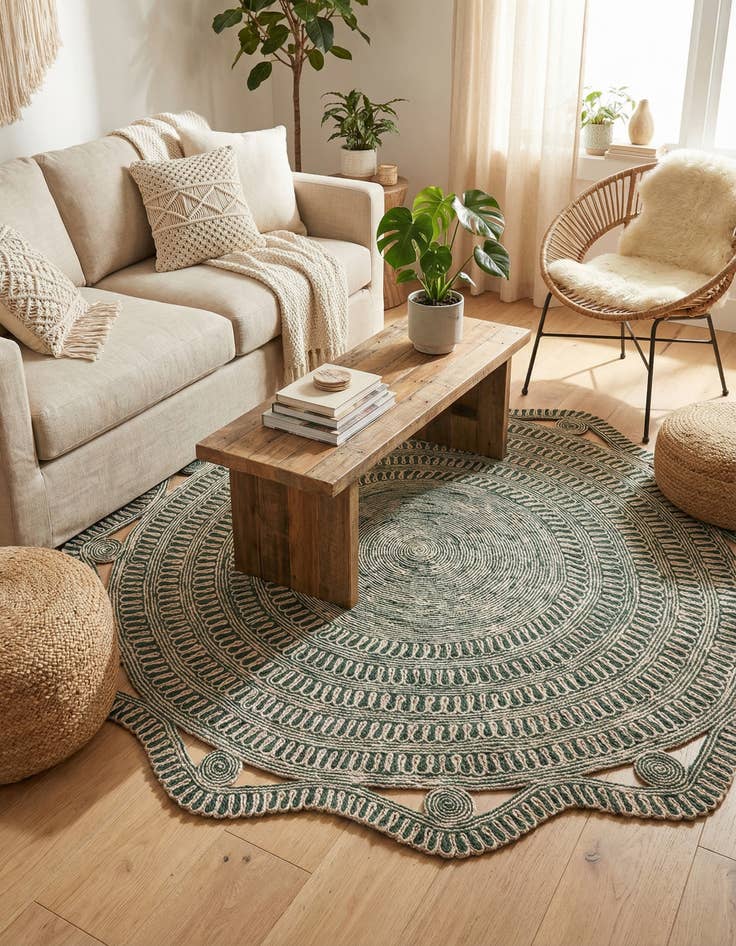 Detail image of  7' 10 x 7' 10  Hand Braided Jute Round Rug