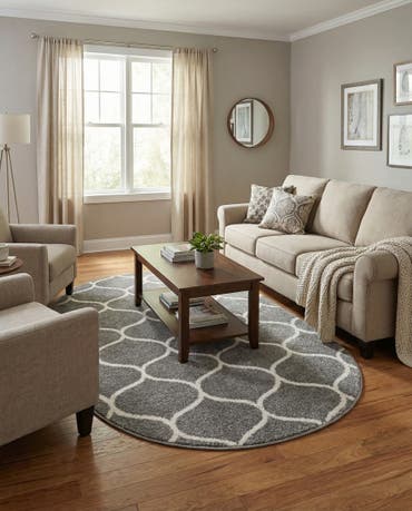  5' 3 x 8' Lattice Frieze Oval Rug