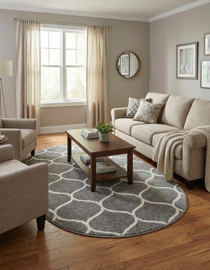 5' 3 x 8' Lattice Frieze Oval Rug