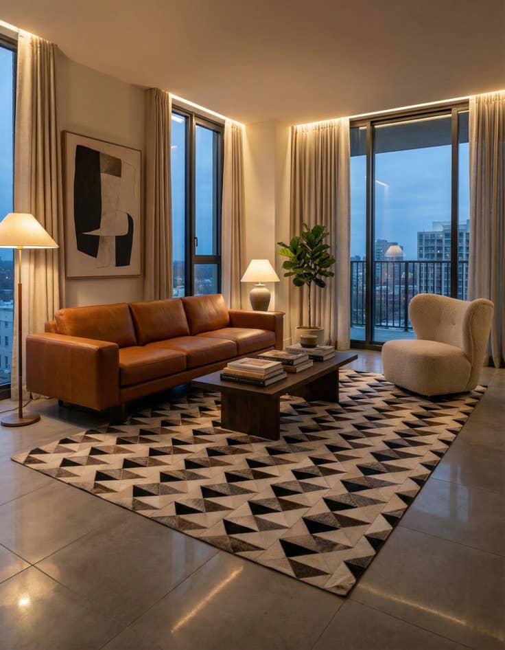 Detail image of  5' 3 x 8' 1 Cowhide - Patchwork Rug