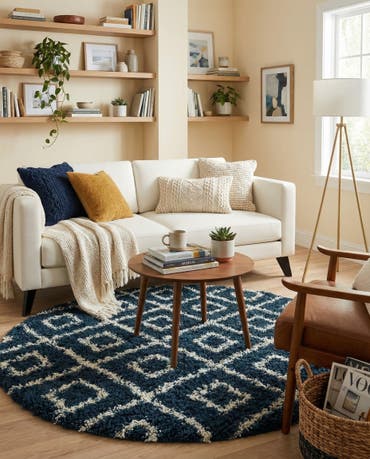  5' 3 x 5' 3 Lattice Shag Round Rug