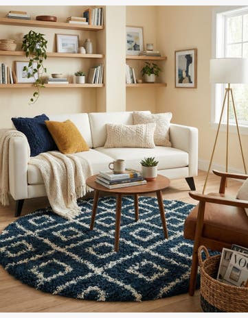 5' 3 x 5' 3 Trellis Shag Round Rug