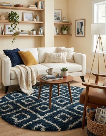 5' 3 x 5' 3 Lattice Shag Round Rug