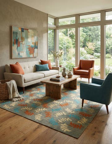 7' 2 x 9' 9 Hand Woven Kilim Modern Rug