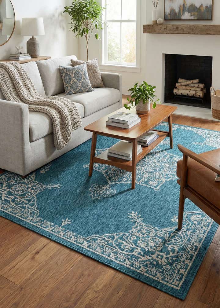 6' x 9' Easy-Clean Traditional Indoor / Outdoor Rug