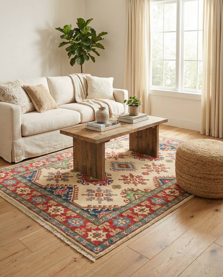 Detail image of 3' 11 x 5' 9 Hand Knotted Kazak Rug
