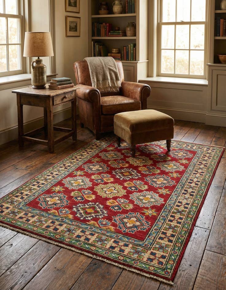 Detail image of 3' 4 x 4' 10  Hand Knotted Kazak Rug