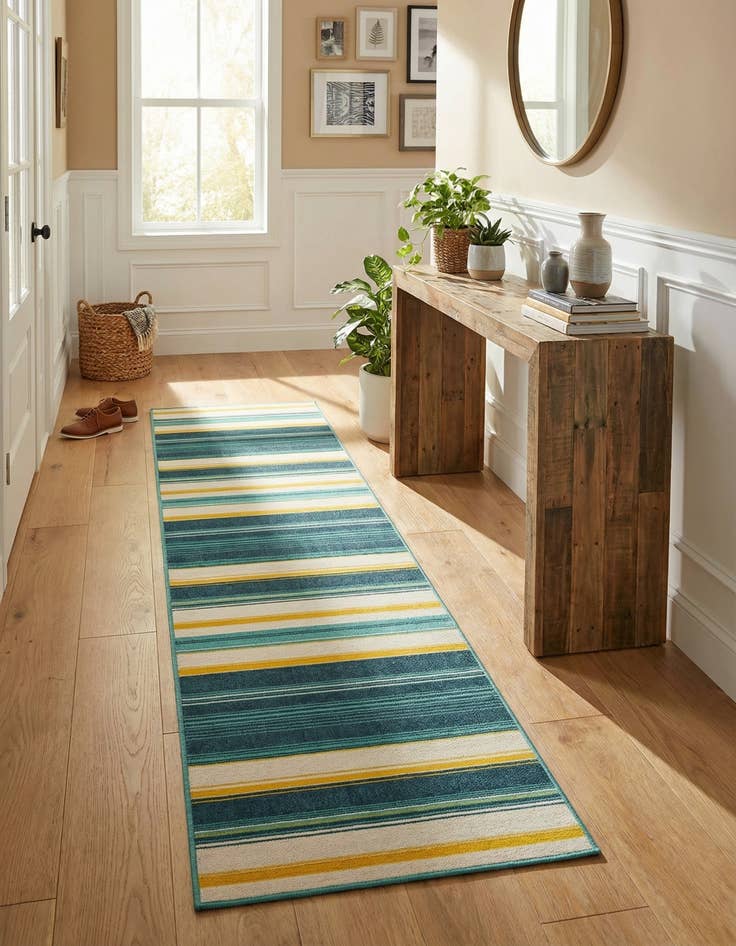 Detail image of 2' 7 x 12'  Washable Border Indoor / Outdoor Runner Rug