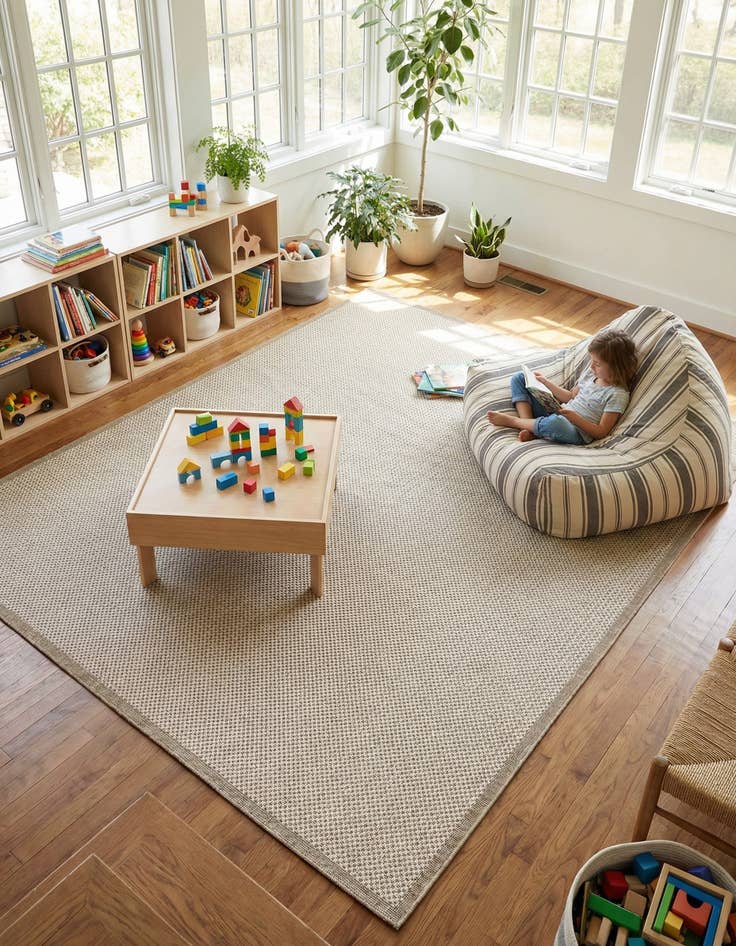 Detail image of 9' x 12'  Washable Border Indoor / Outdoor Rug