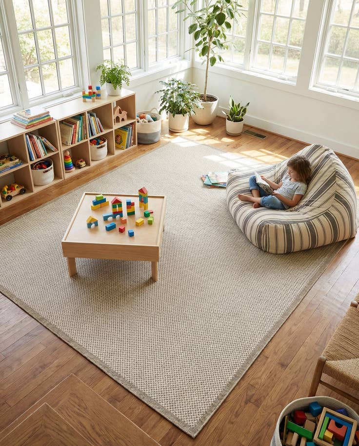 Detail image of 9' x 12' Easy-Clean Border Indoor / Outdoor Rug