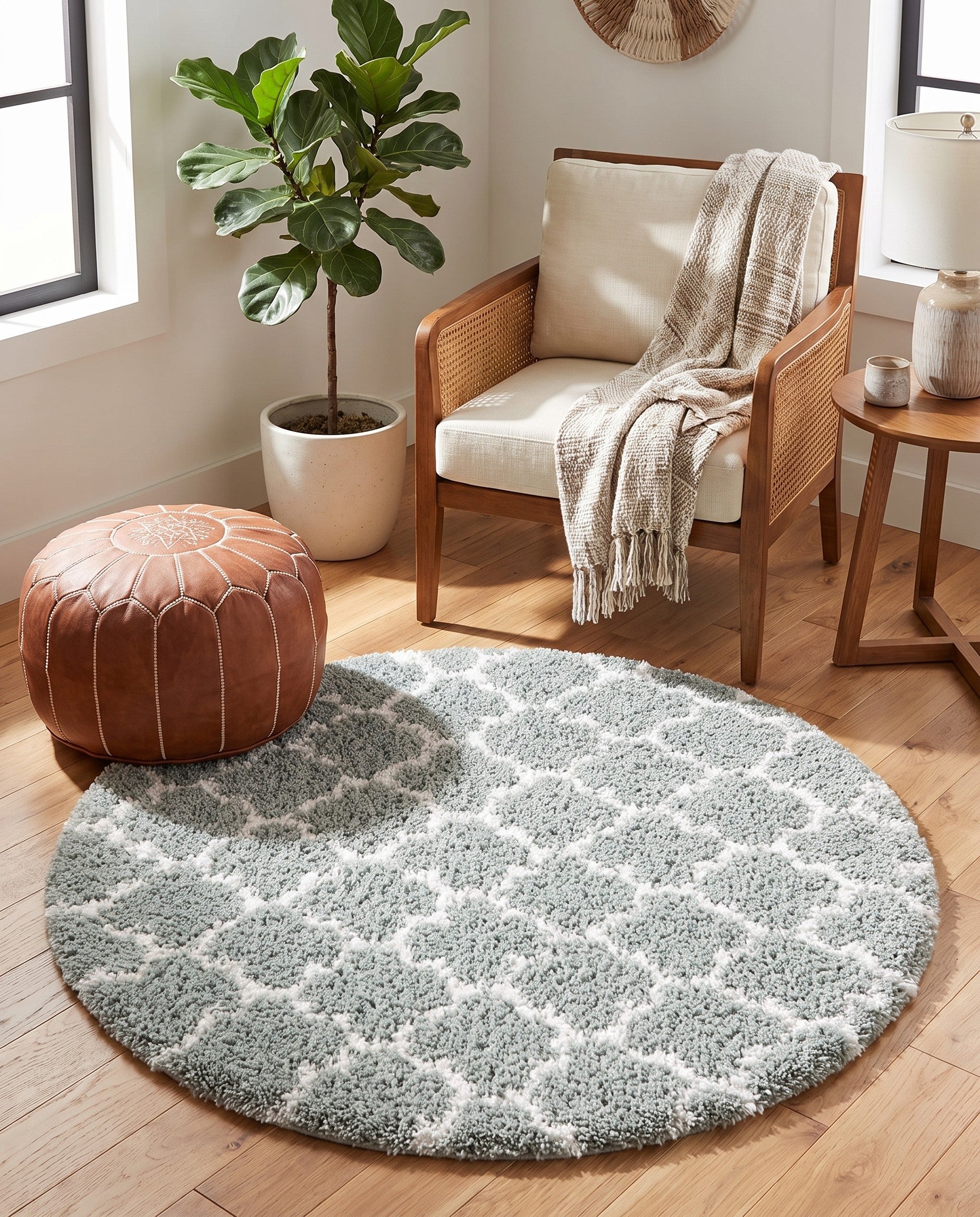 4' x 4' Moroccan Shag Round Rug