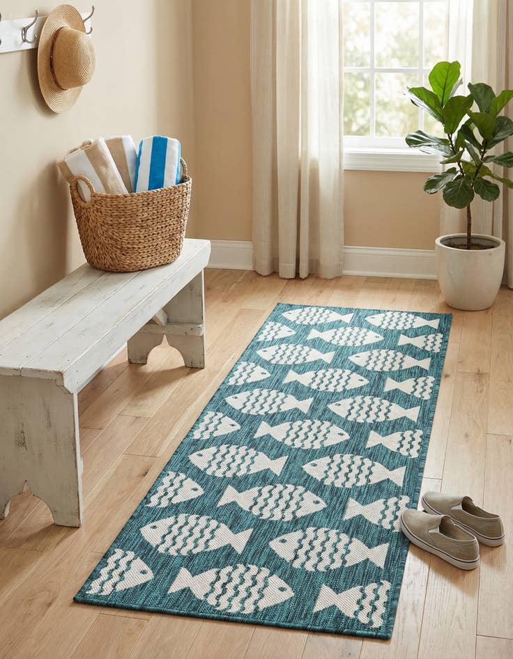 Detail image of 2' x 5' 3  Washable Coastal Indoor / Outdoor Runner Rug