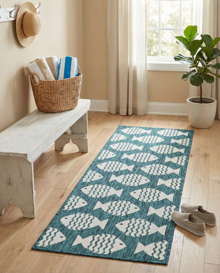 2' x 5' 3 Easy-Clean Coastal Indoor / Outdoor Runner Rug