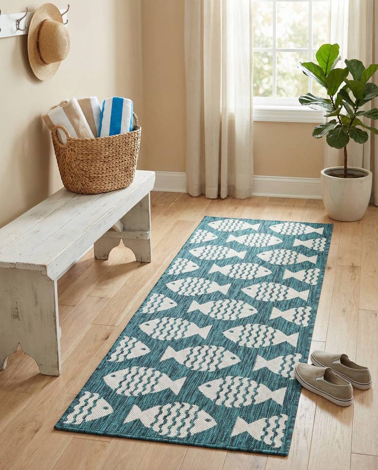 Detail image of 2' x 5' 3 Easy-Clean Coastal Indoor / Outdoor Runner Rug