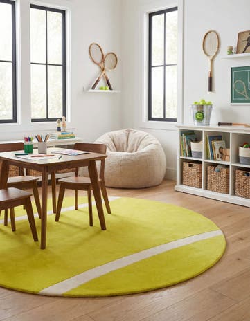 Yellow Playtime Kids Wool Freeform Rug