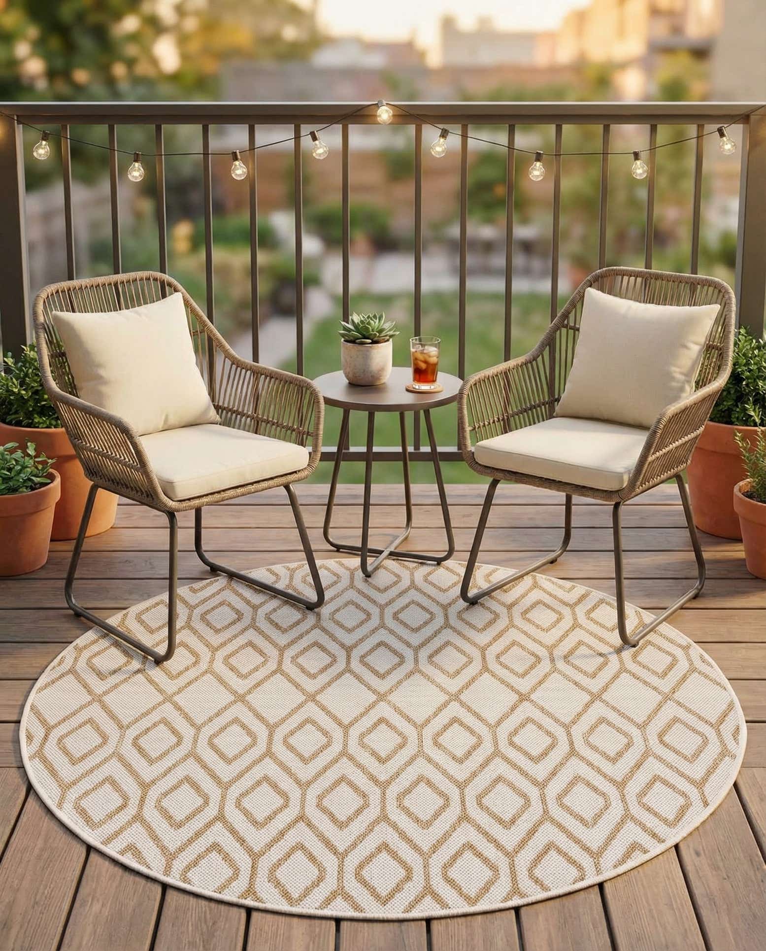 4' x 4' Easy-Clean Jill Zarin Turks and Caicos Indoor / Outdoor Round Rug