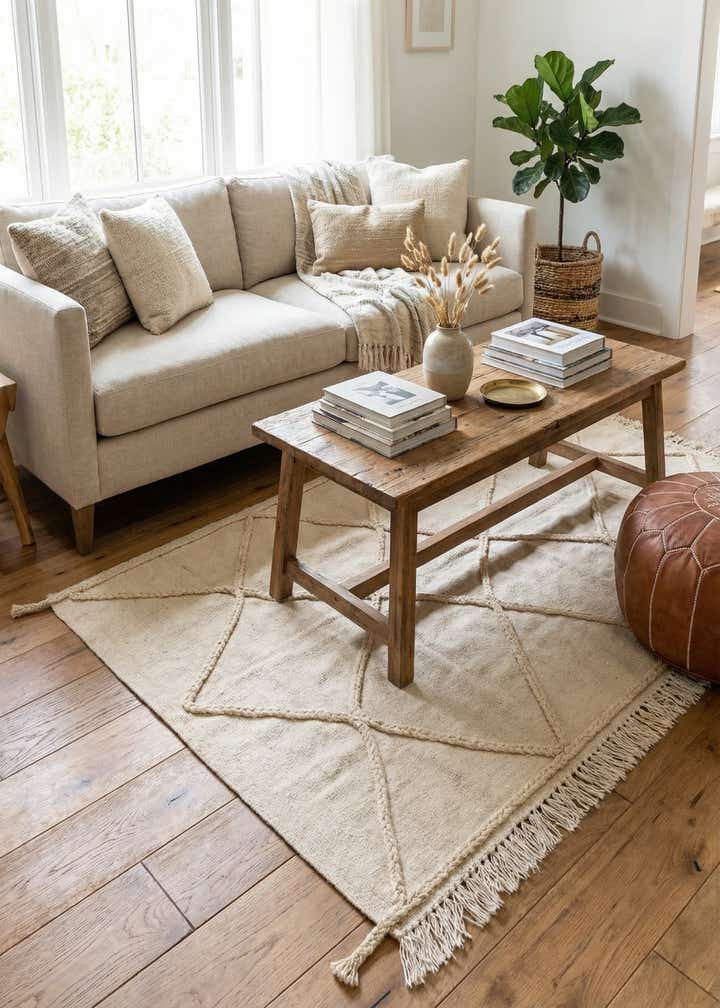 3' 4 x 4' 10 Hand Knotted Moroccan Wool Rug