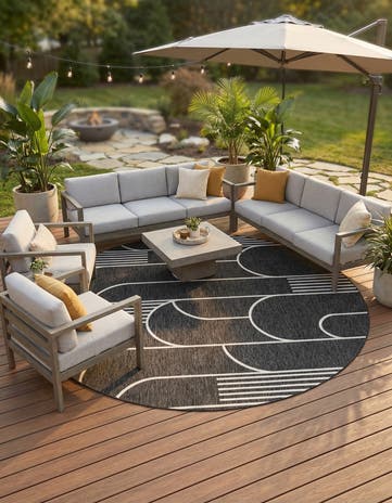 13' x 13' Easy-Clean Modern Indoor / Outdoor Round Rug