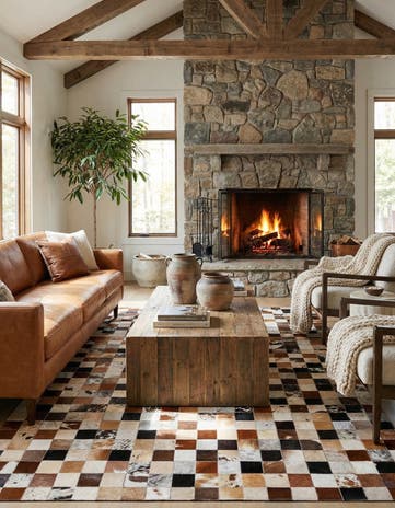 5' x 7' 10 Cowhide Leather Rug