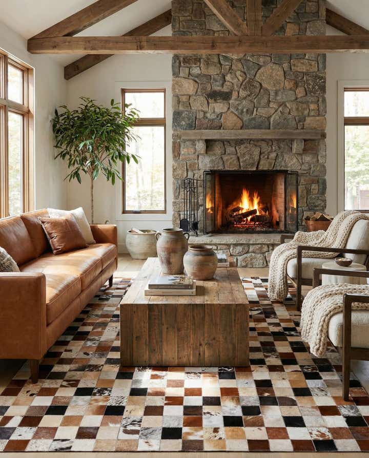 5' x 7' 10 Cowhide Leather Rug