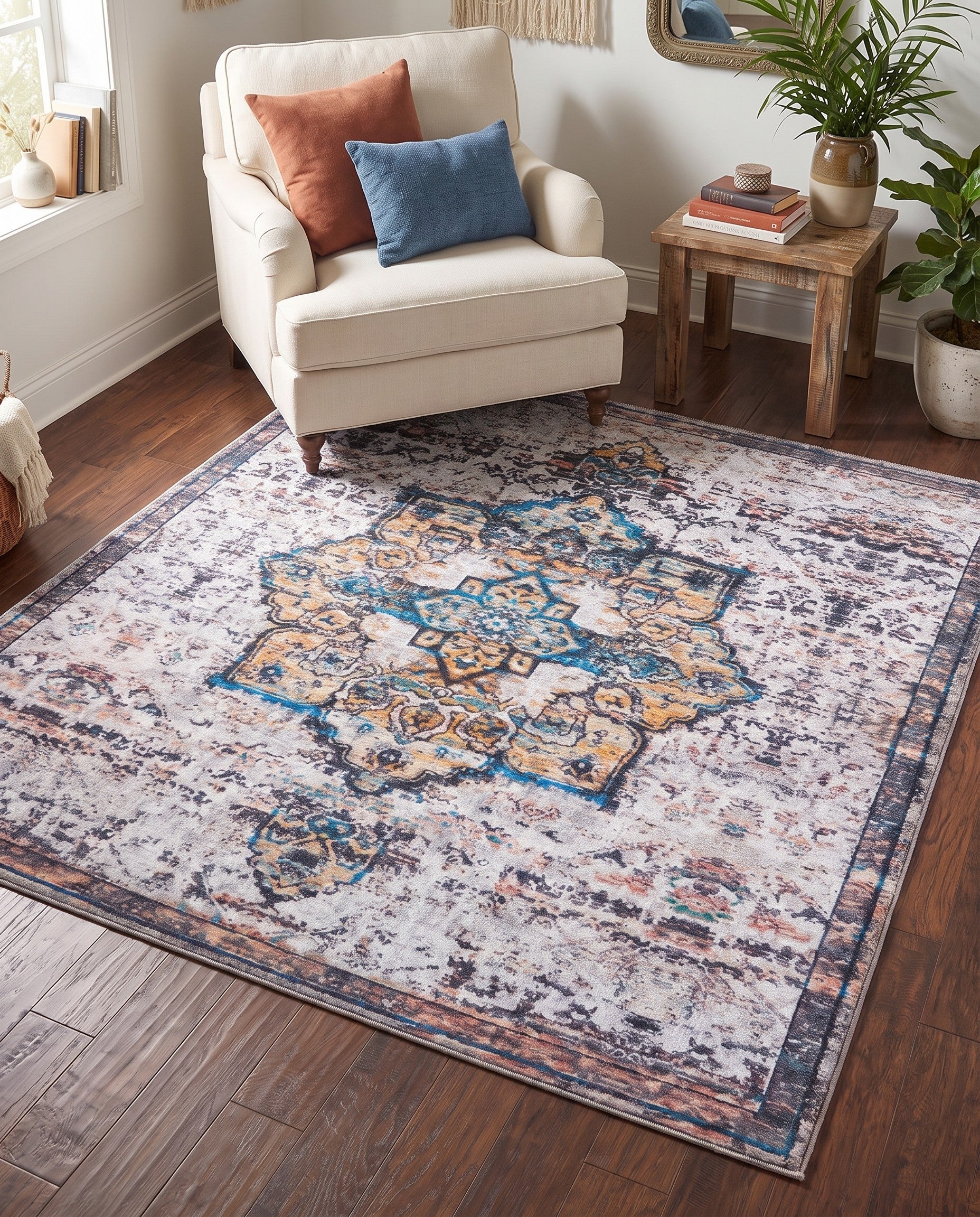 5' 3 x 5' 3 Washable Renaissance Square Rug
