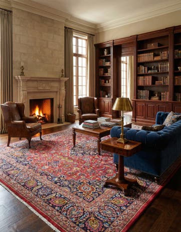 9' 6 x 12' 8 Hand Knotted Mashad Persian Wool Rug