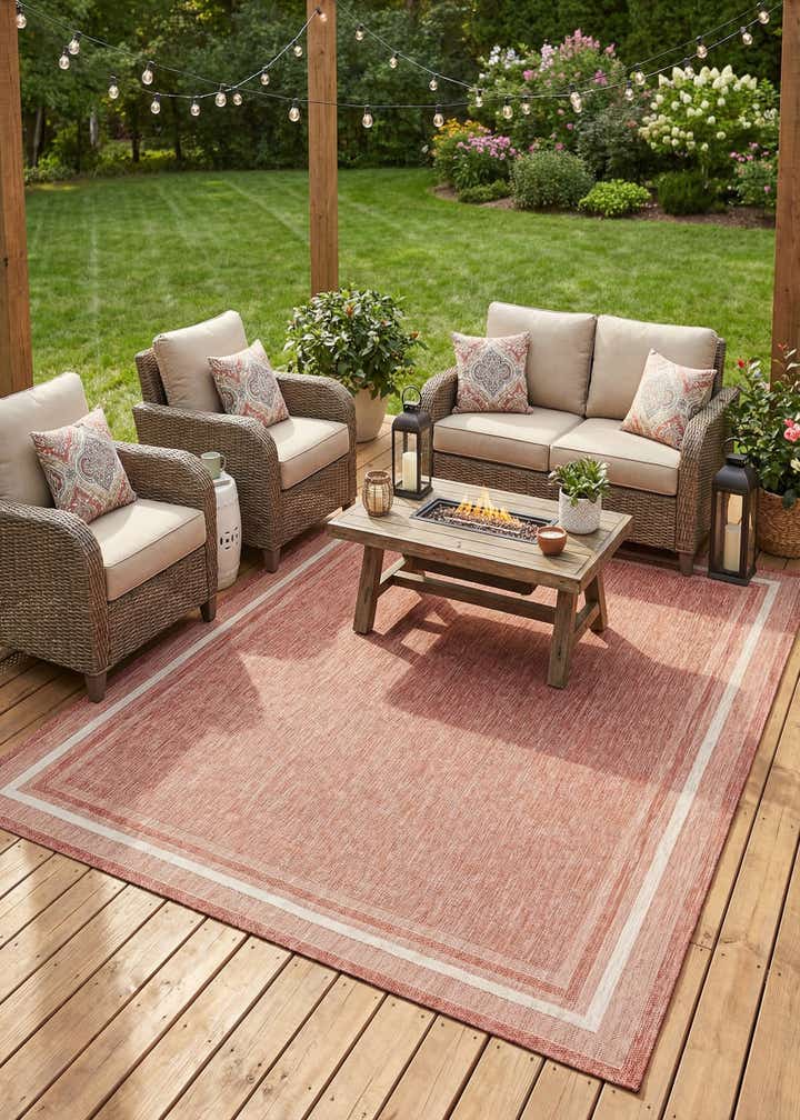 10' x 13' 1 Easy-Clean Border Indoor / Outdoor Rug