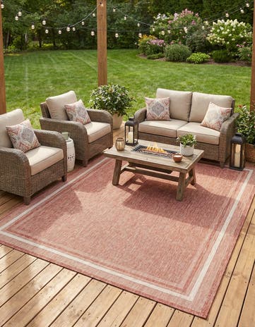 10' x 13' 1 Easy-Clean Border Indoor / Outdoor Rug