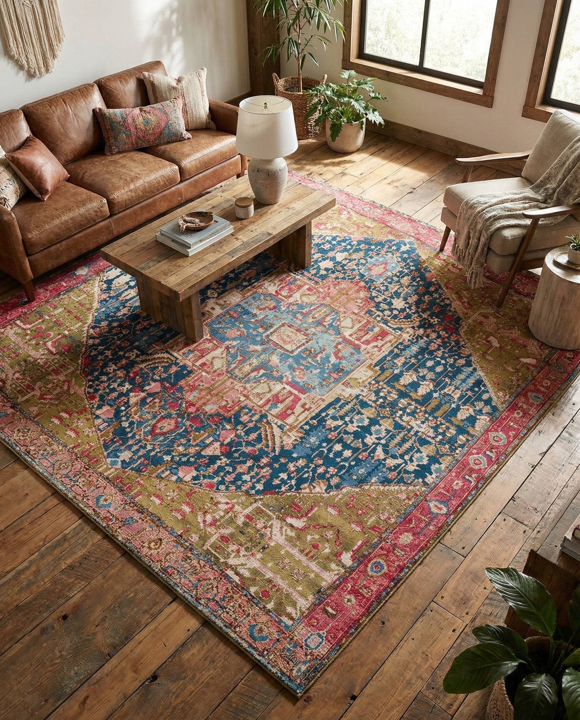 12' x 12' Easy-Clean Traditional Indoor / Outdoor Square Rug