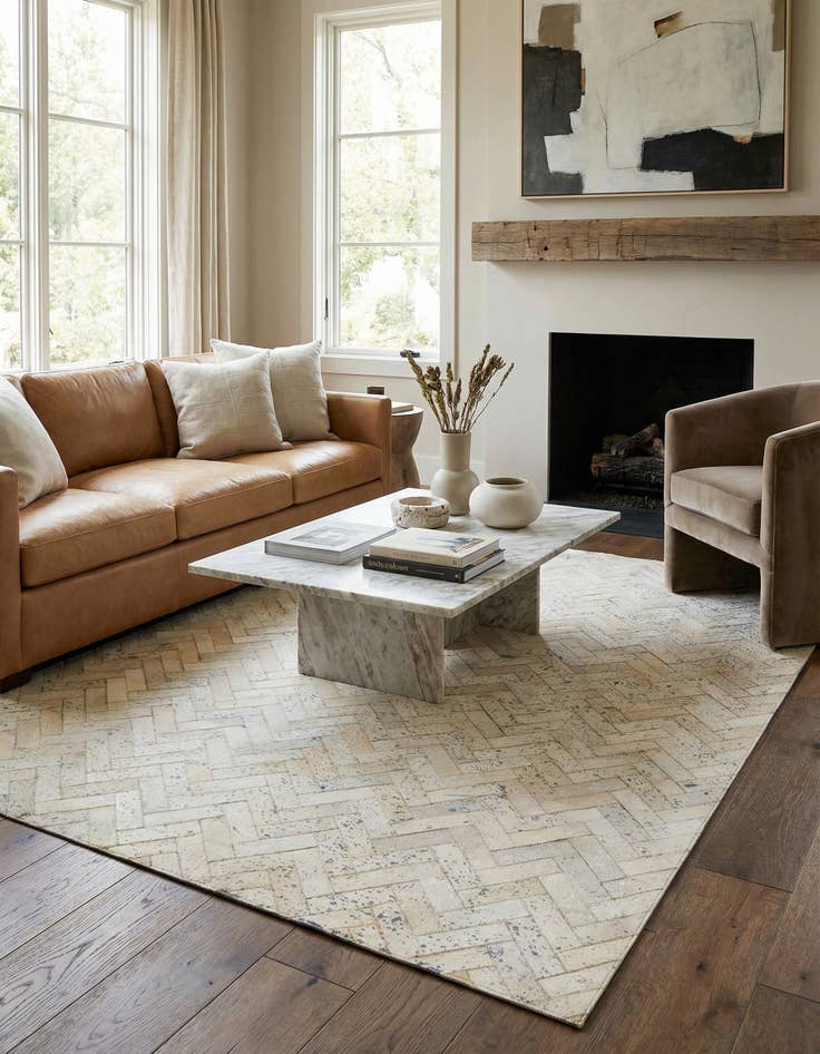 Detail image of 5' x 8' Cowhide Leather Rug