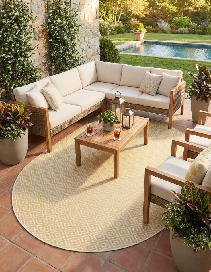 Detail image of 7' 10 x 10' Easy-Clean Jill Zarin Costa Rica Indoor / Outdoor Oval Rug