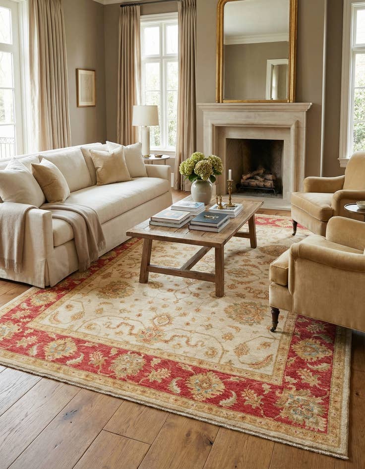 Detail image of 6' 7 x 8' 1 Hand Knotted Peshawar Ziegler Rug