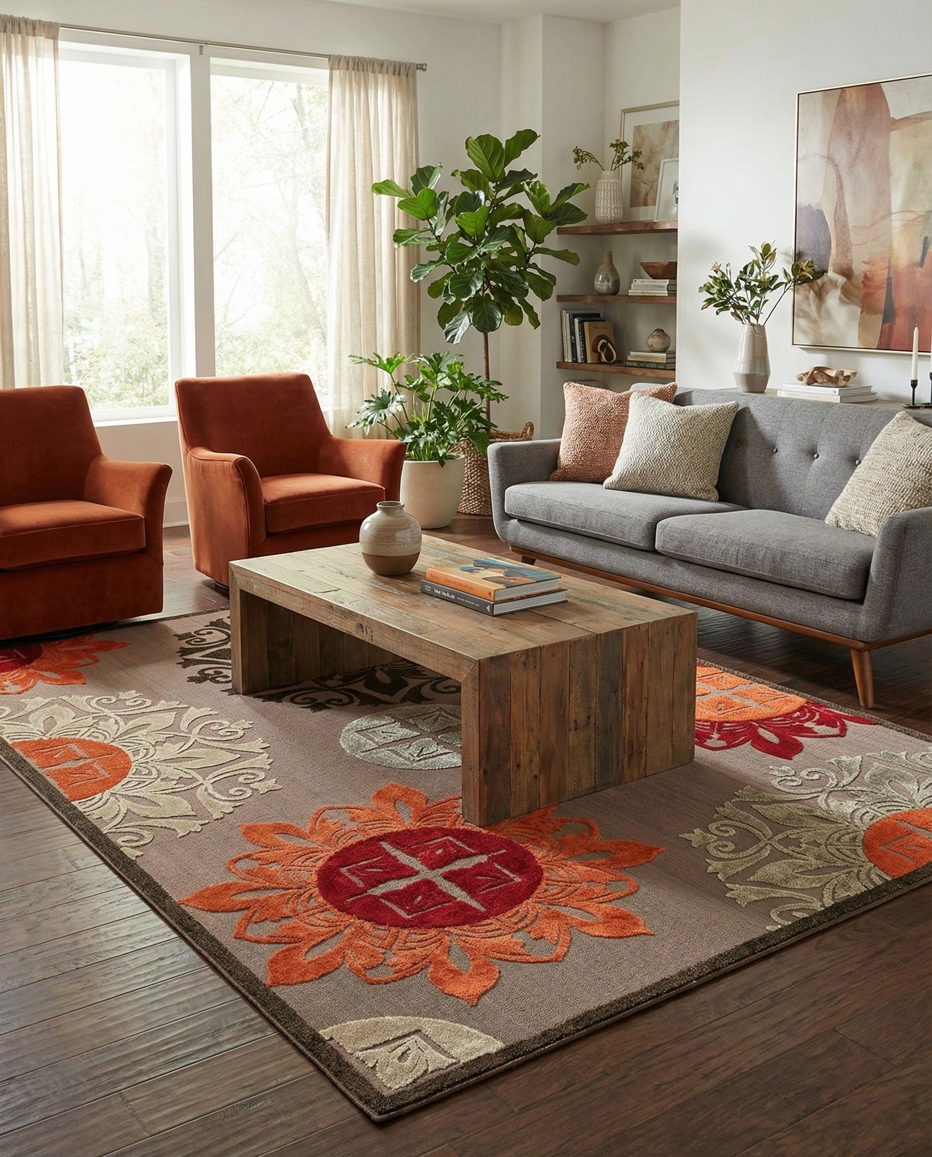 7' 10 x 11' Easy-Clean Modern Indoor / Outdoor Rug