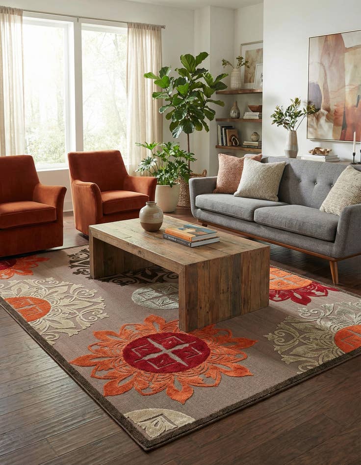 Detail image of 7' 10 x 11'  Washable Modern Indoor / Outdoor Rug