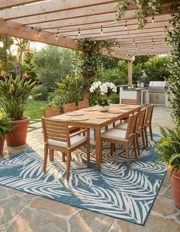 10' x 14' Easy-Clean Botanical Indoor / Outdoor Rug