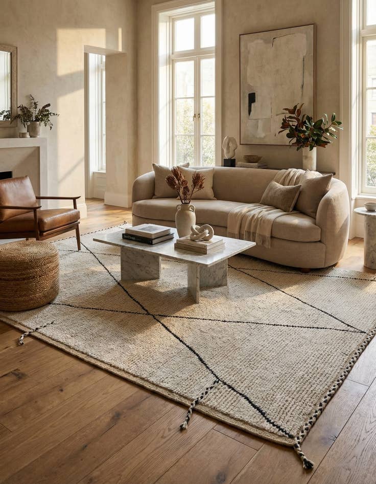 Detail image of  6' 9 x 9'  Hand Knotted Moroccan Wool Rug