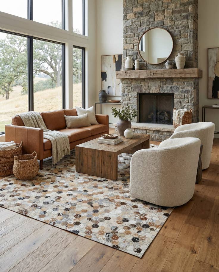 Detail image of 5' 4 x 7' 6 Cowhide Stocks Rug